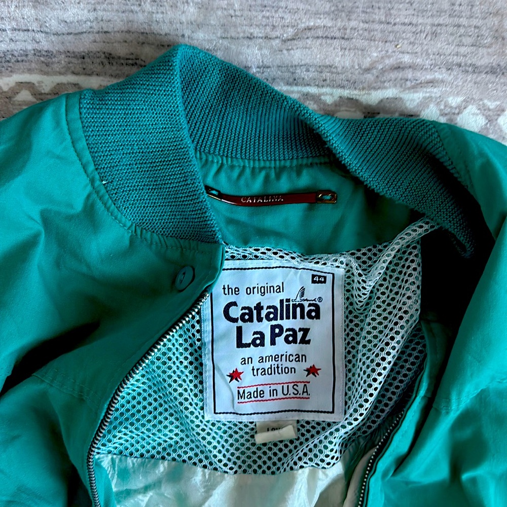Teal Vintage LA PAZ By CATALINA Full Zip Bomber Windbreaker Men’s large long